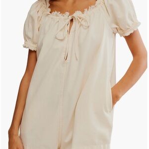 We The Free Daisy Denim Babydoll Romper Vanilla